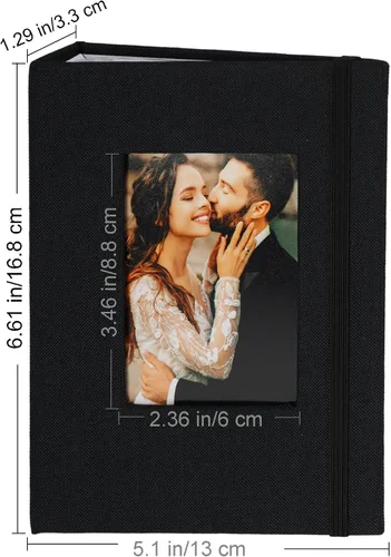 Miniatura 7 de Álbumes de fotos pequeños para fotos de 4 x 6, paquete de 2 libros de memoria con cubierta de lino con ventana de exhibición, cada uno con capacidad