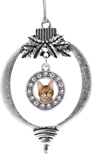 Miniatura 87 de Inspired Silver - Bonita bandera estadounidense - Adorno de Navidad plateado - Adorno de árbol de Navidad con dije circular con circonita cúbica