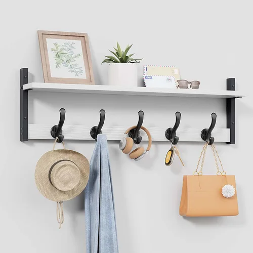 Miniatura 10 de Tatub Perchero rústico de 29 pulgadas con estante, ganchos de pared de entrada con estante, perchas para baño, sala de estar, dormitorio