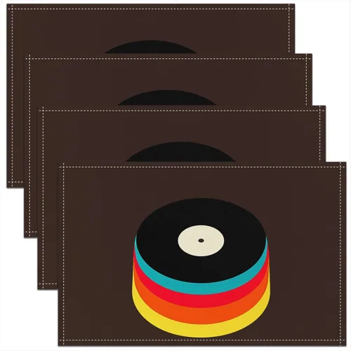 Miniatura 20 de jejeloiu Juego de 4 manteles individuales decorativos de hongos de 18 x 12 pulgadas, manteles individuales de mesa con diseño de hongos de dibujos
