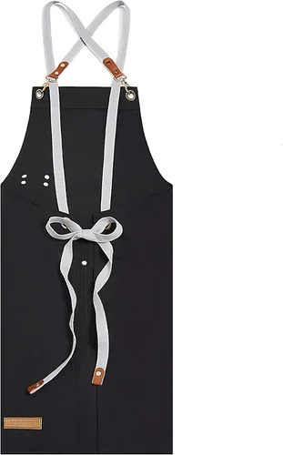 Miniatura 2 de Kingzhuo Delantal de lona ajustable con espalda cruzada para mujeres y hombres, M a XXL, Negro