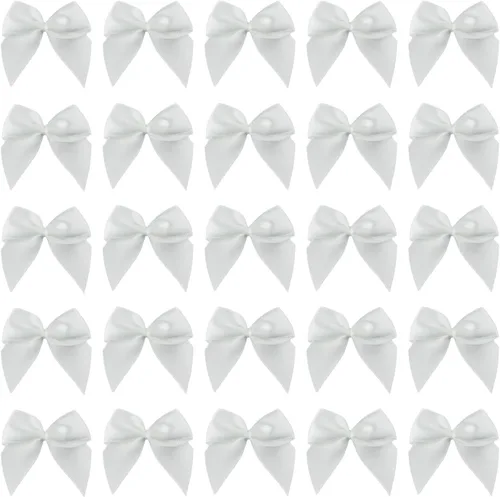 Miniatura 9 de 7Rainbows, 50 lazos de mini cinta de satén negro con flores y apliques para manualidades DIY, para costura, álbumes de recortes, boda y regalo