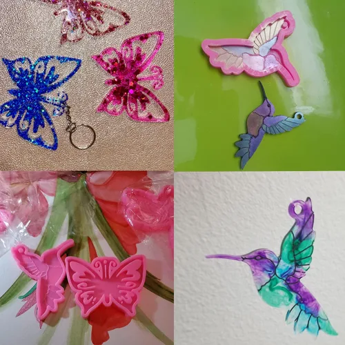 Miniatura 5 de Honbay 3 moldes de silicona en forma de mariposa colibrí y libélula, para manualidades y decoración (3 estilos)