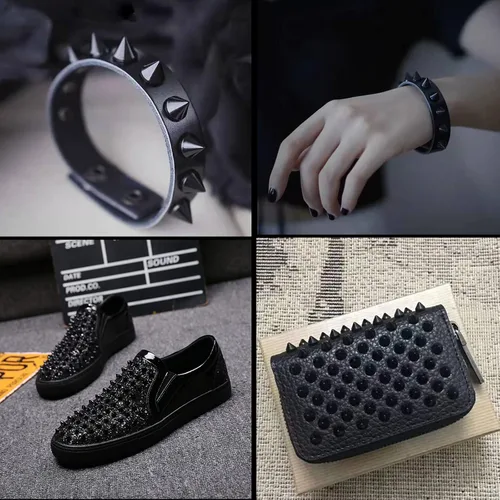 Miniatura 6 de 1 yarda Coser en Spike Stud Remache de espalda plana Punk Rock Trim Cinta de malla Artesanía (negro)