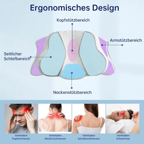 Miniatura 2 de Almohada cervical para el cuello, almohada ergonómica de espuma viscoelástica, diseño ortopédico para personas que duermen de lado, espalda y boca