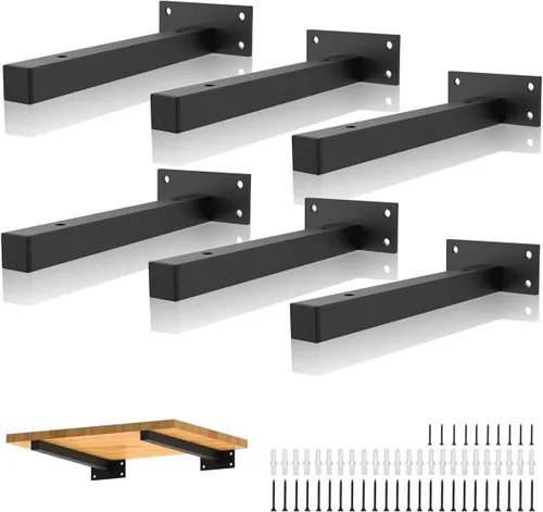 Soportes flotantes para estantes de 8 pulgadas, soportes de estantería resistentes para montaje en pared, soportes de metal industriales con