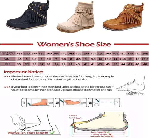 Miniatura 5 de AUNTHUI Sursell - Botines de gamuza para mujer, con flecos, punta redonda, planos, cálidos, de moda, occidentales, para exteriores, con cremallera
