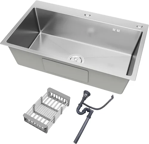 Miniatura 10 de 23.6 x 17.7 Pulgadas Fregadero de Cocina de Caída, Fregaderos de Cocina de Acero Inoxidable con Nano-Revestimiento, Fregadero de Un Solo Tazón de 8