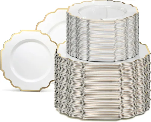 Miniatura 22 de OCCASIONS juego para 25 comensales (200 piezas), 80 comensales (640 piezas), 120 comensales (960 piezas), blanco imperial, 10.5 pulgadas, 7.5 A.