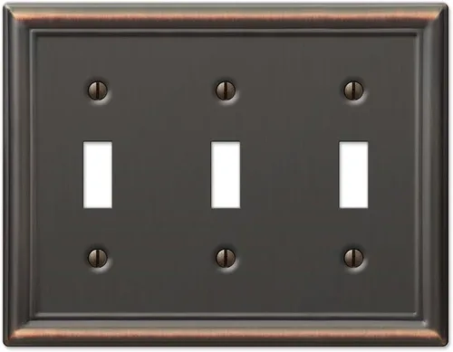 Miniatura 22 de Amerelle 149R4DB - Placa de pared Chelsea, 4 interruptores de palanca, acero, bronce envejecido, paquete de 1