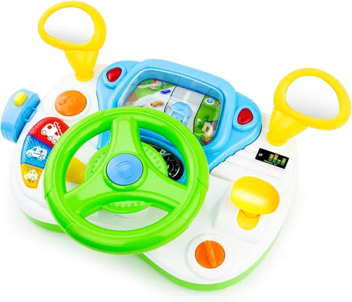Love&Mini Juguetes de volante para niñas y niños, juguetes de automóvil para bebés con luz y música, juguete educativo de aprendizaje de simulación