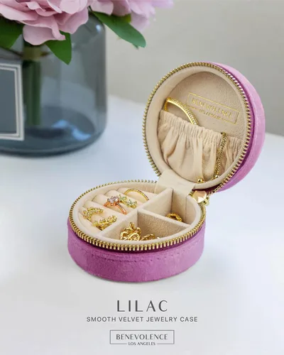 Miniatura 2 de Benevolence LA - Joyero de viaje Almacenamiento y organizador de joyas Joyero para mujer Organizador de anillos, collares y aretes con espejo