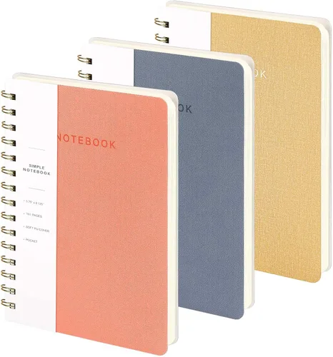 Miniatura 21 de Cuaderno de espiral – Cuaderno grande de tapa dura de 8.5 x 10.98 pulgadas con banda elástica y bolsillo, 180 páginas, diario plano de alambre