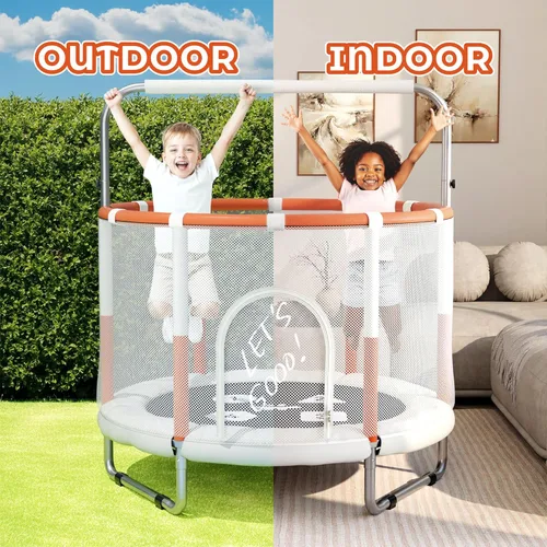 Miniatura 6 de Happin® - Cama elástica de 55 pulgadas para niños con cerca de seguridad, trampolín interior y exterior para niños pequeños, diseño ultra seguro