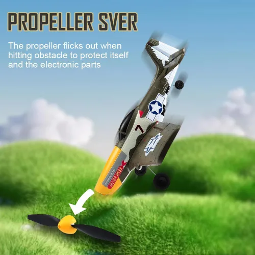 Miniatura 7 de ANTSIR Avión RC P51 para adultos y niños, avión de control remoto de 4 canales con Aileron/timón/elevador/giroscopio, planeador de caza Mustang