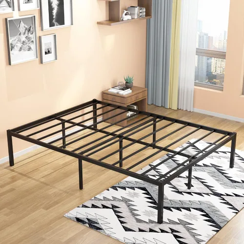 Miniatura 3 de Weehom Marco de cama de tamaño matrimonial de 16 pulgadas, plataforma de metal, no necesita somier, base de colchón, soporte de listones de acero