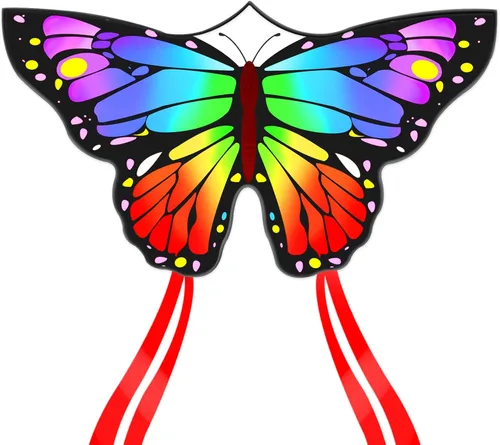Miniatura 15 de Cometas de mariposa para niños y adultos, fácil de volar, cometa grande de una sola línea para niños y niñas, cometa de playa de 55 x 28 pulgadas