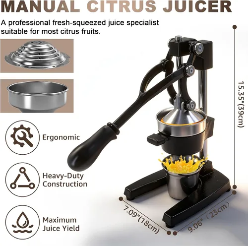 Miniatura 2 de Exprimidor manual de cítricos de alta resistencia, exprimidor manual de hierro fundido con palanca ergonómica, exprimidor de limón de alto