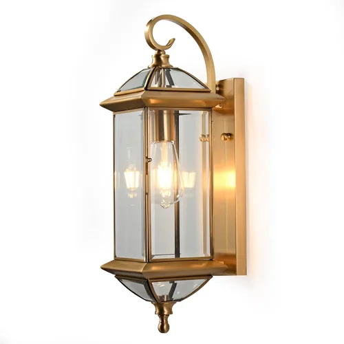 Miniatura 9 de Milaii Lámpara de pared para exteriores con vidrio transparente, impermeable, latón aceitado de 18.5 pulgadas, luces de montaje en pared de cobre