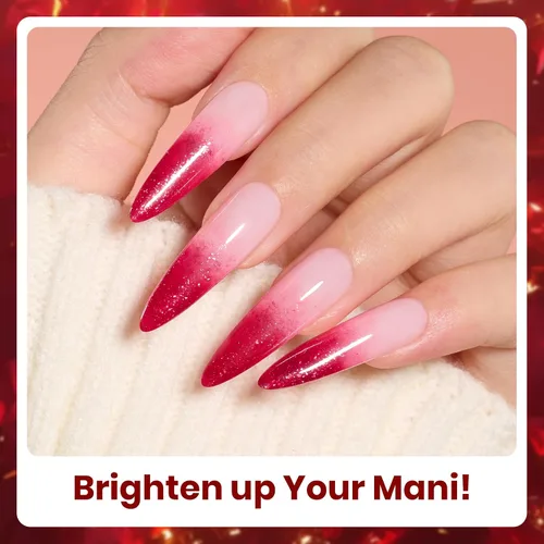 Miniatura 6 de Beetles - Esmalte en gel rojo con purpurina, colección Passion Rush, uñas navideñas con purpurina, rojo, naranja y dorado, para manicura 0-Passion