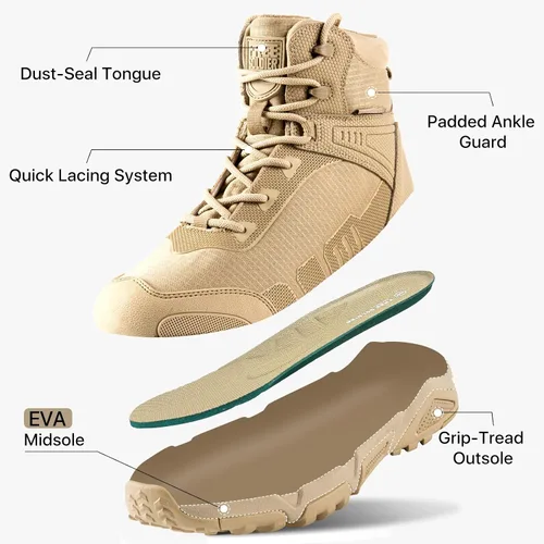 Miniatura 6 de FREE SOLDIER Botas de trabajo tácticas impermeables para hombre, ligeras, cómodas, botas de senderismo de combate