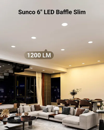 Miniatura 2 de Sunco Paquete de 24 unidades de luz LED empotrable de 6 pulgadas, luces empotrables sin carcasa para techo, con borde, 850 LM, 14 W, CCT 3000K