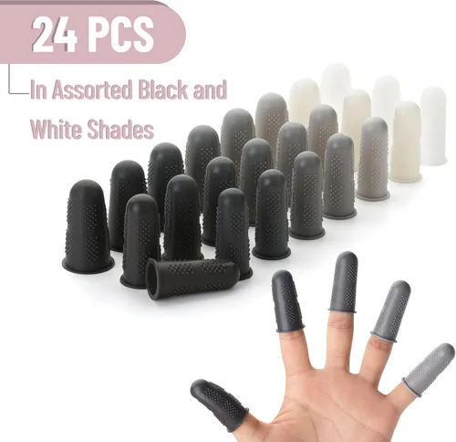 Miniatura 2 de Mr. Pen - Protectores de dedos para pistola de pegamento caliente, 24 piezas, tonos negros y blancos, protectores de dedos de silicona, puntas