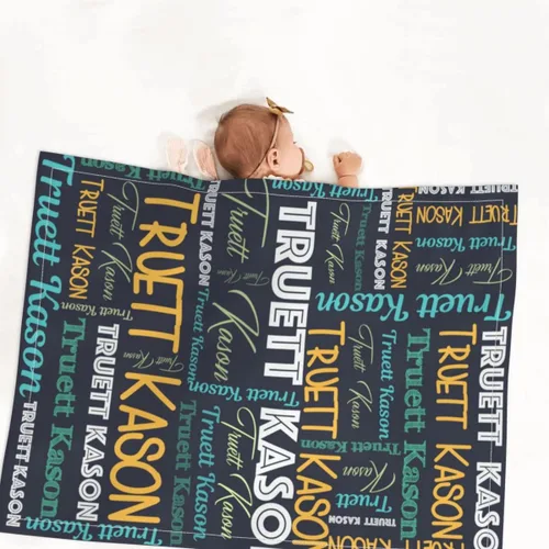Miniatura 3 de Manta personalizada para bebés, niñas, niños, mantas personalizadas con nombre, artículos para niños, cuna negra