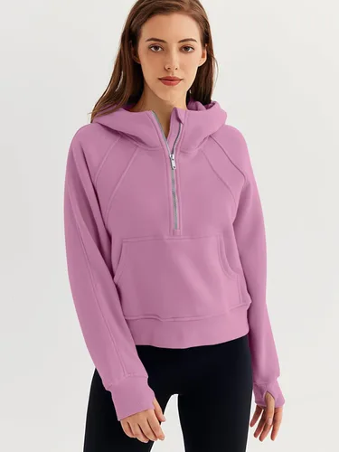 Miniatura 2 de WYNNQUE Sudaderas con capucha para mujer, sudaderas de gran tamaño, con cremallera de medio cuarto, manga larga, trajes de otoño, ropa de moda