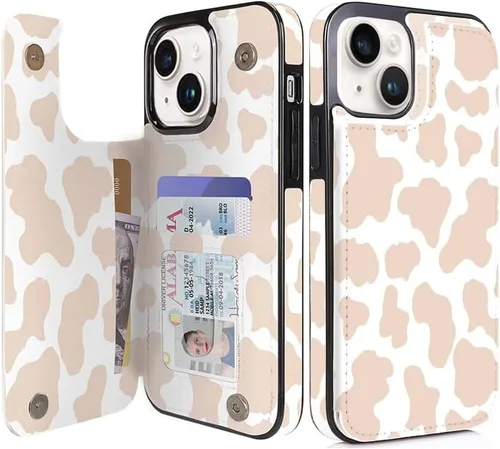 Miniatura 13 de Funda compatible con iPhone 13 Pro Max con tarjetero y ranuras para tarjetas integradas de piel sintética, función atril y a prueba de golpes