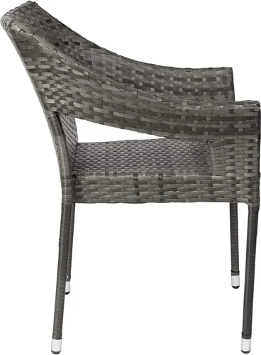 Miniatura 8 de BizChair Silla de patio de grado comercial, silla de comedor apilable de mimbre de ratán PE para todo tipo de clima, gris