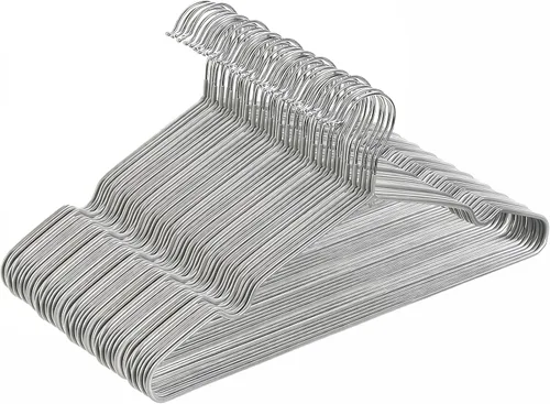 Miniatura 8 de Tosnail Paquete de 50 perchas de metal de alambre de acero inoxidable, perchas antideslizantes de 16 pulgadas para ahorrar espacio, organizador