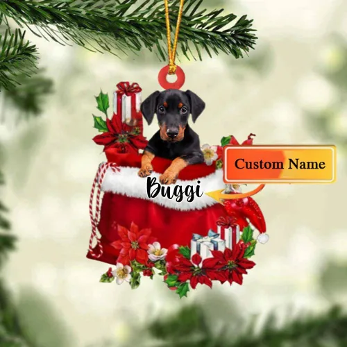 Miniatura 112 de Perro Akita Inu personalizado en bolsa de regalo, adorno de Navidad, nombre personalizado, regalo para amantes de los perros, familia, Navidad