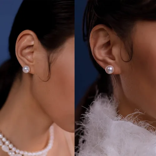 Miniatura 3 de Pendientes de perlas de plata de ley 925 con perlas cultivadas en agua dulce para mujer, tamaño a elegir