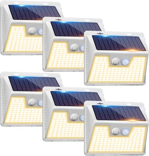 Miniatura 9 de Peasur Luces Solares para Exteriores con Sensor de Movimiento, 140 LED Luz Solar Alimentada por Energía Solar para Cerca Impermeable, 3 Modos