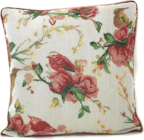 Miniatura 4 de Tache 6250-CC - Funda de cojín tejida para cojín festivo con diseño floral de Navidad, diseño floral, color rojo, 1 pieza de 16 x 16 pulgadas