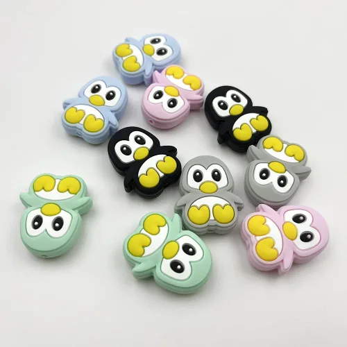 Miniatura 4 de 10 cuentas con forma de pingüino de dibujos animados de silicona, cuentas focales de pingüino, cuentas de animales, cuentas espaciadoras sueltas