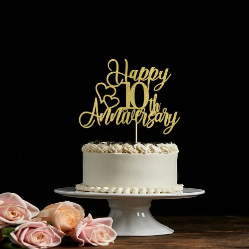 Miniatura 6 de Decoración para tartas de 10 aniversario, decoración de fiesta de 10 aniversario, 10 cumpleaños, aniversario de boda/estaño suministros de 10