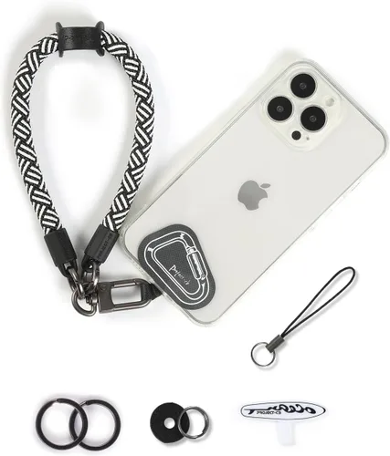 Miniatura 12 de Correa de mano para muñeca, 2 parches para teléfono, soporte para teléfono celular, correa de muñeca para llaves, AirPods, cámara (rosa, 12 pulgadas)