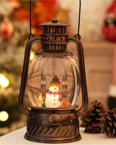 Miniatura 6 de Decoraciones de Navidad para interiores - Globo de nieve musical con temporizador de 6H, escena iluminada de muñeco de nieve, cardenal y ciervo