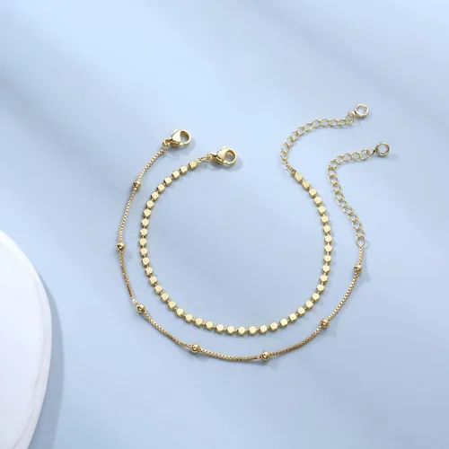 Miniatura 6 de MIDEEO - Pulseras chapadas en oro para mujer, juego de delgadas pulseras de cadena para combinar, de espiga, trenzada, de circonita cúbica