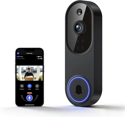 Lunelyx Cámara de timbre de video inalámbrico 1080P, cámara de vigilancia inteligente para exteriores, vista en vivo FHD, almacenamiento en la nube,