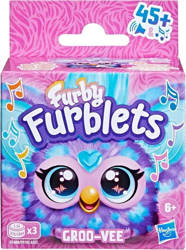 Miniatura 2 de Furby Furblets Groo-Vee Amigo Mini, más de 45 sonidos y música, habla solo Furbish, juguetes de peluche electrónicos, morado, regalos