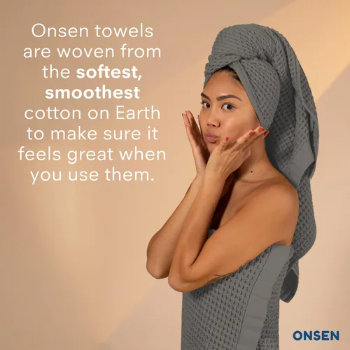 Miniatura 3 de ONSEN Supima® - Toalla de baño de punto gofre, grande, de secado rápido, 100% algodón estadounidense, ligera y absorbente, 38 x 67 pulgadas