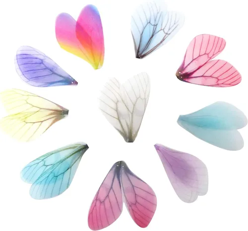 Honbay 100 dijes artificiales de ala de libélula para mujer, aretes, joyería, manualidades, decoración de pinzas para el cabello (10 colores),