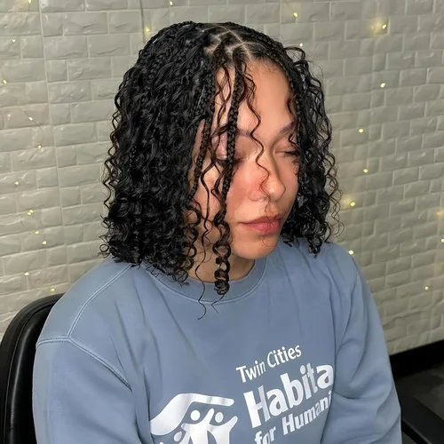 Eerya Cabello trenzado largo y rizado de 10 pulgadas, 2 paquetes de cabello ondulado de ganchillo para mujeres negras, cabello trenzado ondulado