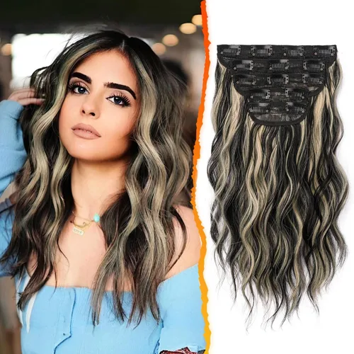 Miniatura 21 de BARSDAR Extensiones de cabello ondulado con clip, color marrón chocolate oscuro, extensiones de cabello con clip de 20 pulgadas para mujer, 5 piezas
