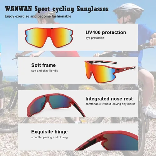 Miniatura 6 de WANWAN Lentes de sol juveniles, lentes de sol de béisbol para niños y niñas de 8 a 12 años, UV400, deportes, ciclismo, softbol