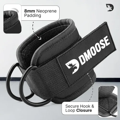 Miniatura 3 de DMoose Fitness Ankle Strap for Cable Machine - One Size Fit with Premium Padding Cuffs, Ankle Bands for Working Out, Booty Workouts, Leg Extension