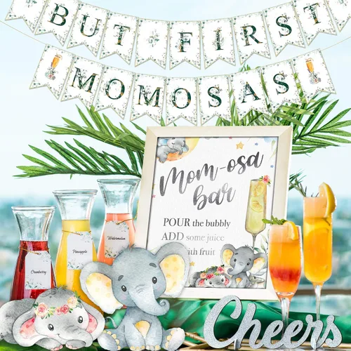 Miniatura 9 de Kit de barra de elefante Momosa, decoración de baby shower de elefante para niños y niñas o fiesta de revelación de género neutro, decoración